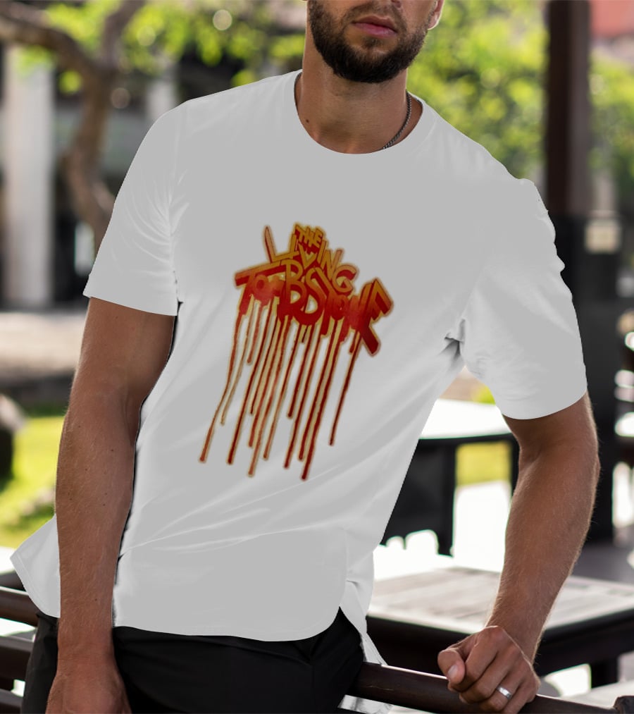The Living Tombstone Red Orange Dripping Graffiti Font T-Shirt