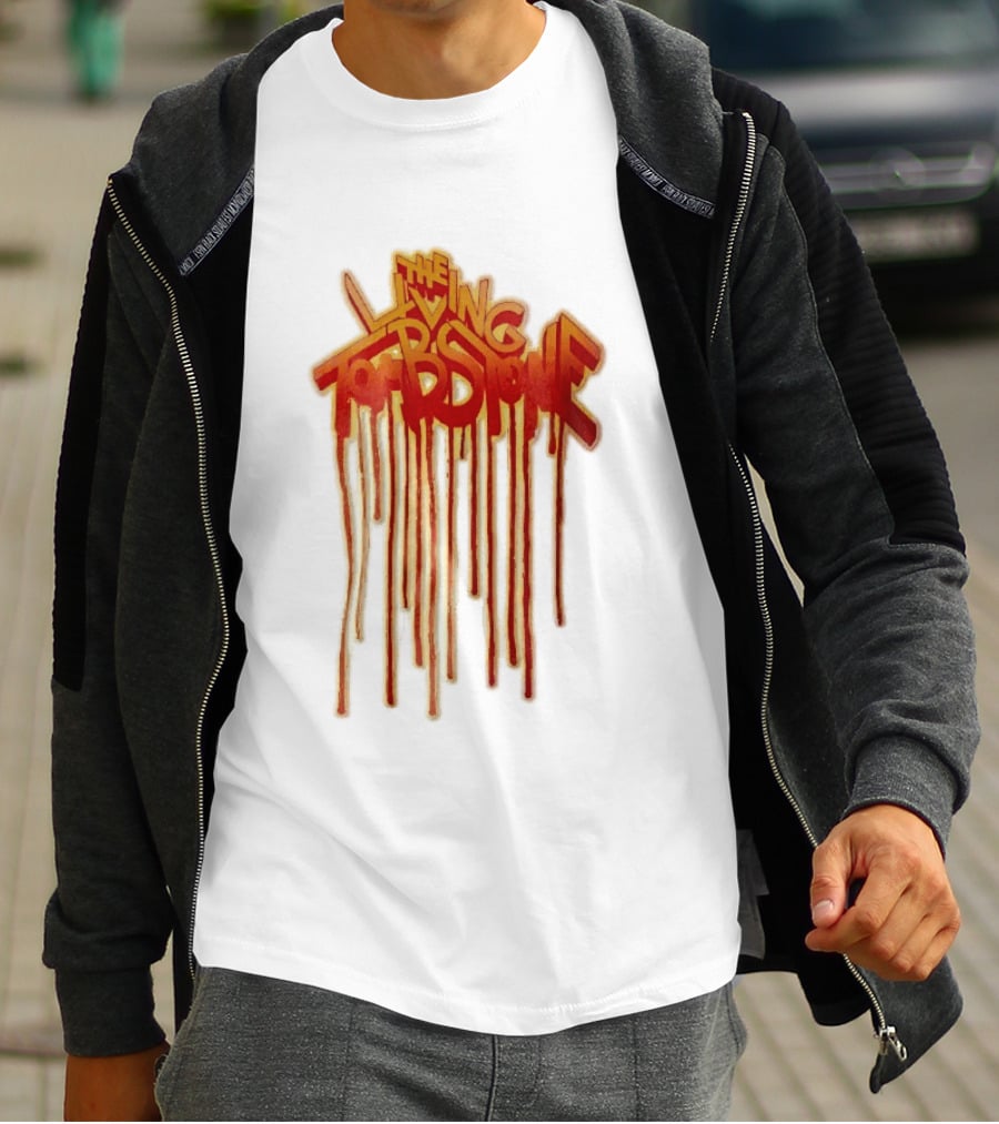 The Living Tombstone Red Orange Dripping Graffiti Font T-Shirt
