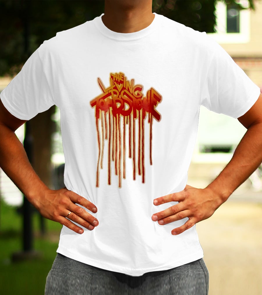 The Living Tombstone Red Orange Dripping Graffiti Font T-Shirt