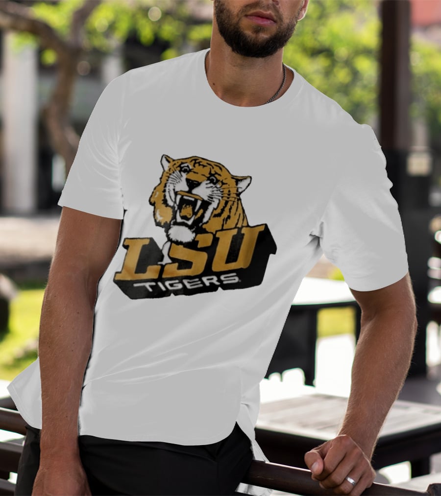 Louisiana State LSU Tigers Roaring 3D Block NCAA T-Shirt