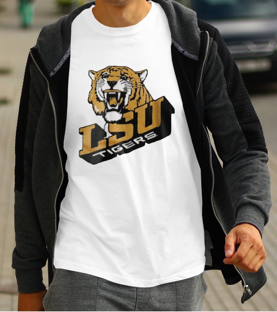 Louisiana State LSU Tigers Roaring 3D Block NCAA T-Shirt