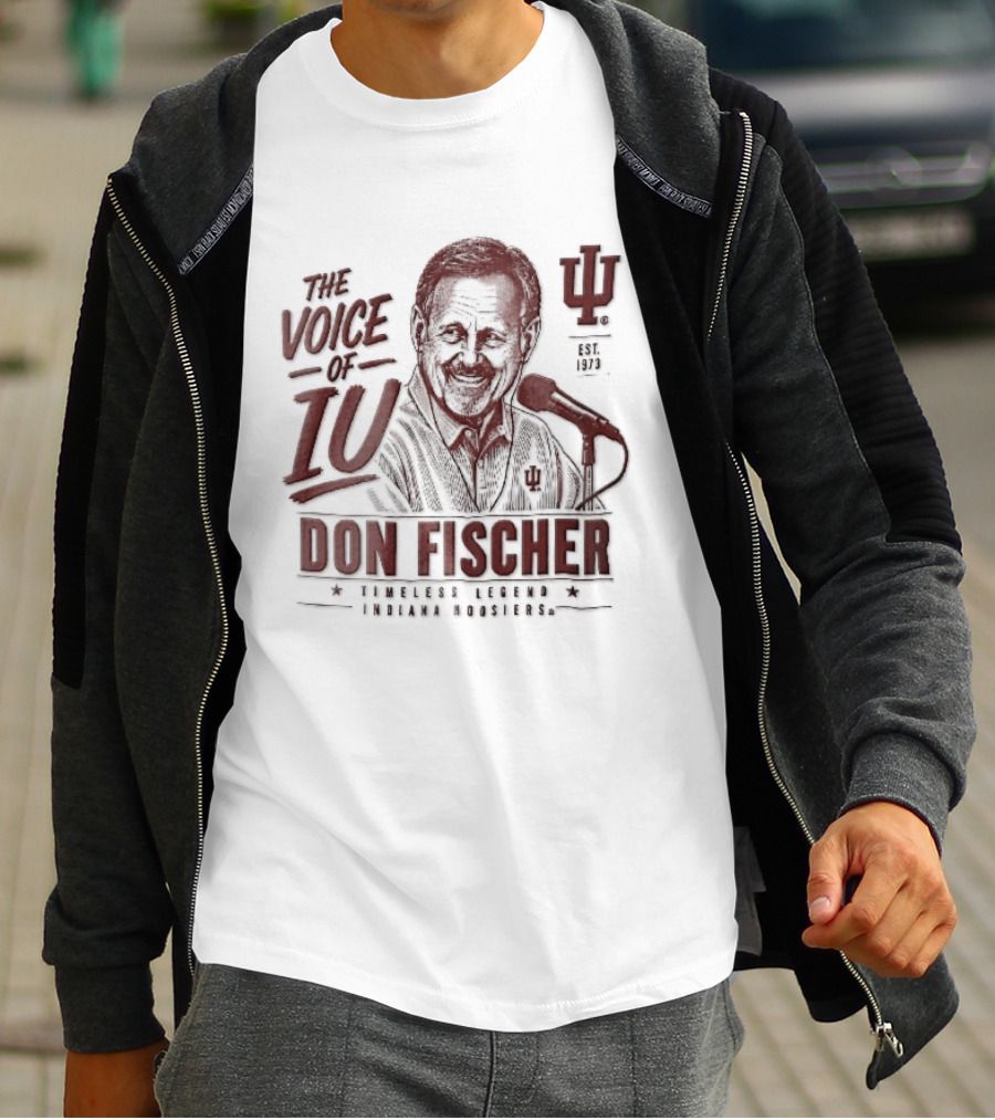 Indiana Hoosiers NCAA The Voice Of IU Don Fischer Timeless Legend Est 1973 Radio Announcer Microphone Line T-Shirt