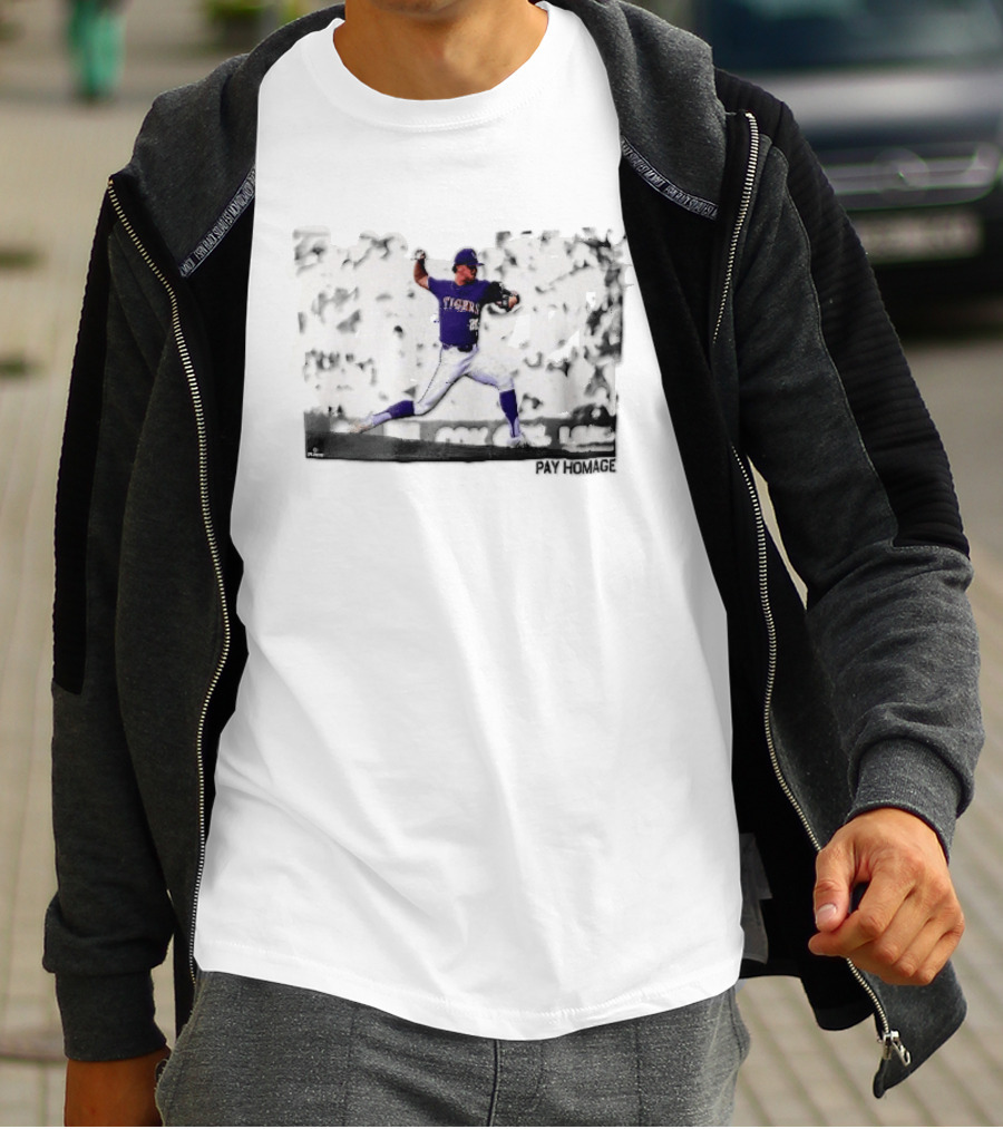 LSU Tigers NCAA Pitcher Action Pay Homage High Contrast T-Shirt