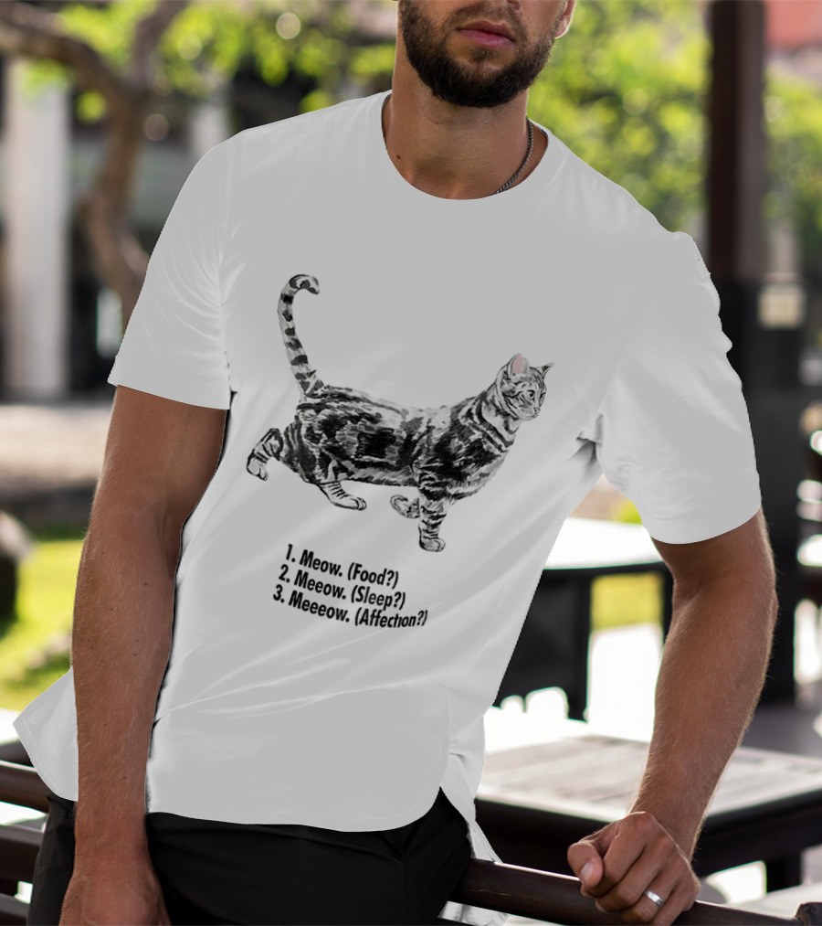 Meow Food Meeow Sleep Meeeow Affection Cat Lovers Humor T-Shirt
