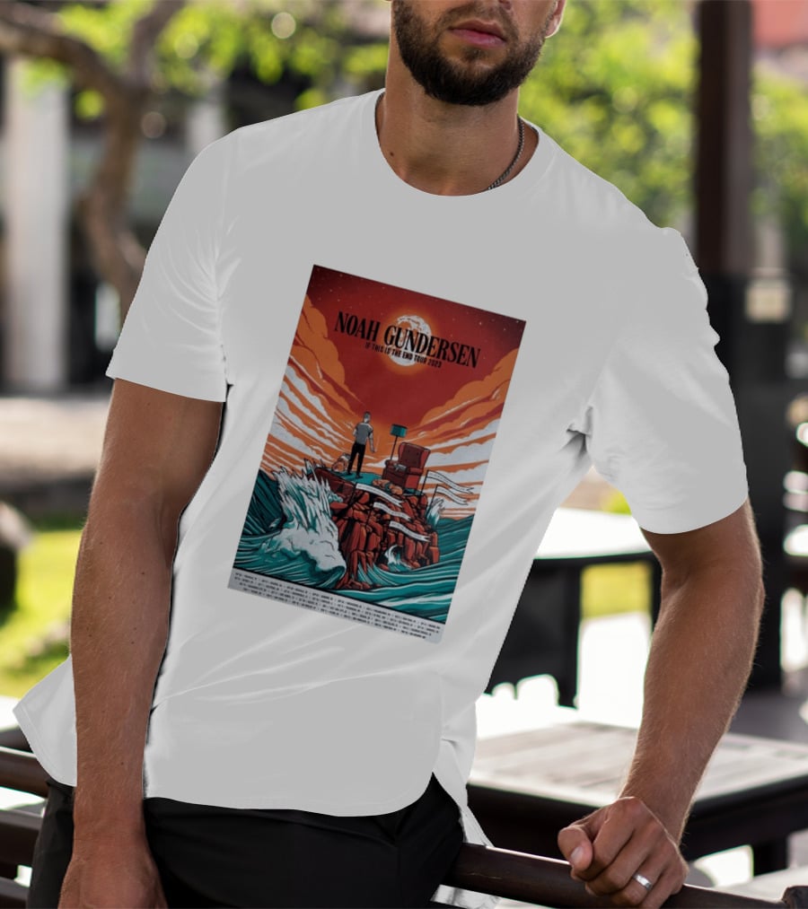 Noah Gundersen If This Is The End Tour 2023 Dramatic Ocean Waves Red Sky T-Shirt