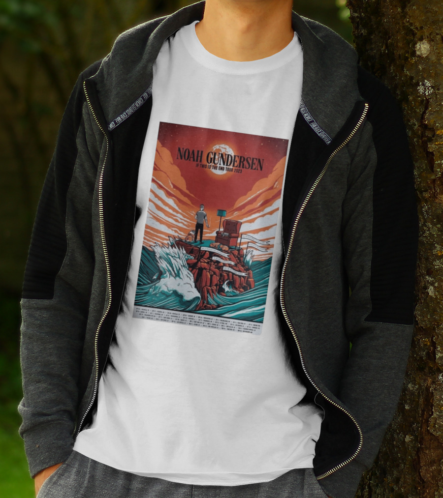 Noah Gundersen If This Is The End Tour 2023 Dramatic Ocean Waves Red Sky T-Shirt
