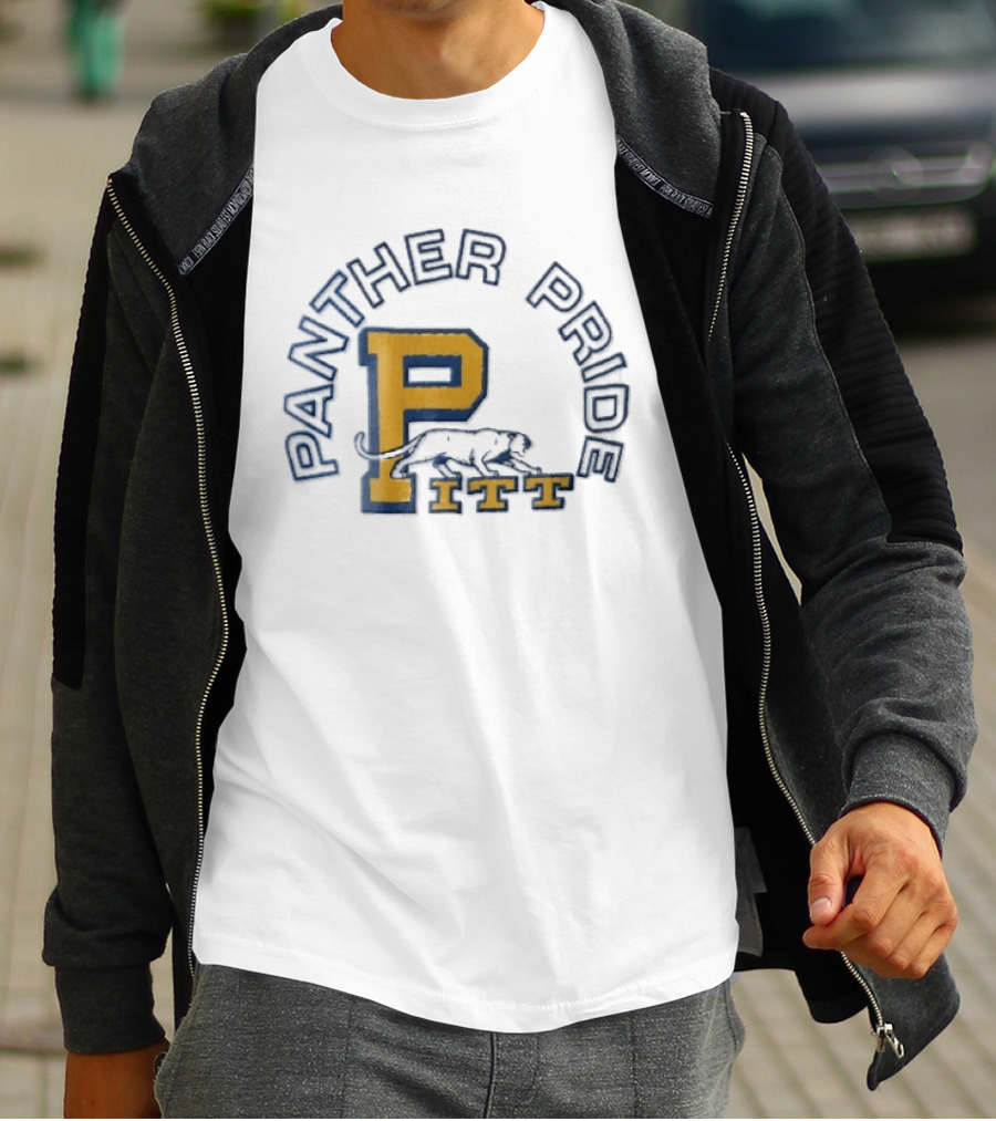 Panther Pride Crouching Feline Yellow Block Letter P Pitt T-Shirt