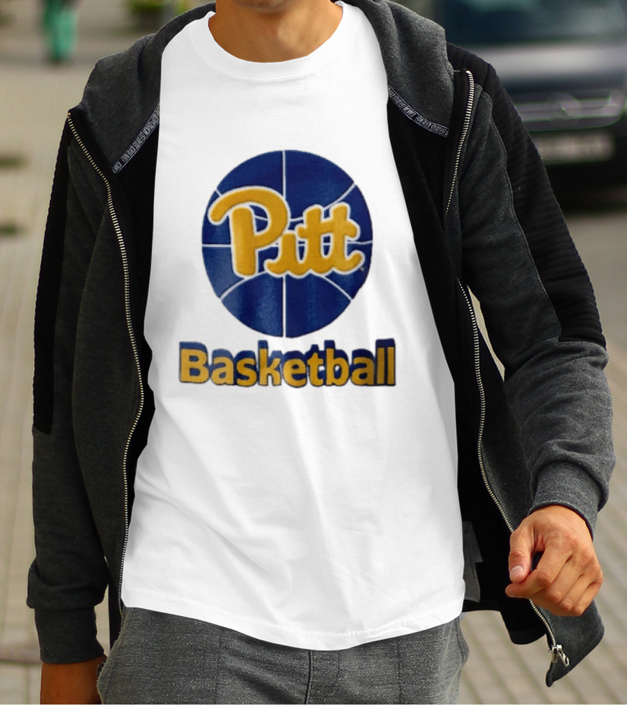 Pittsburgh Panthers Pitt Basketball Blue Sphere Yellow Script NCAA 3D T-Shirt