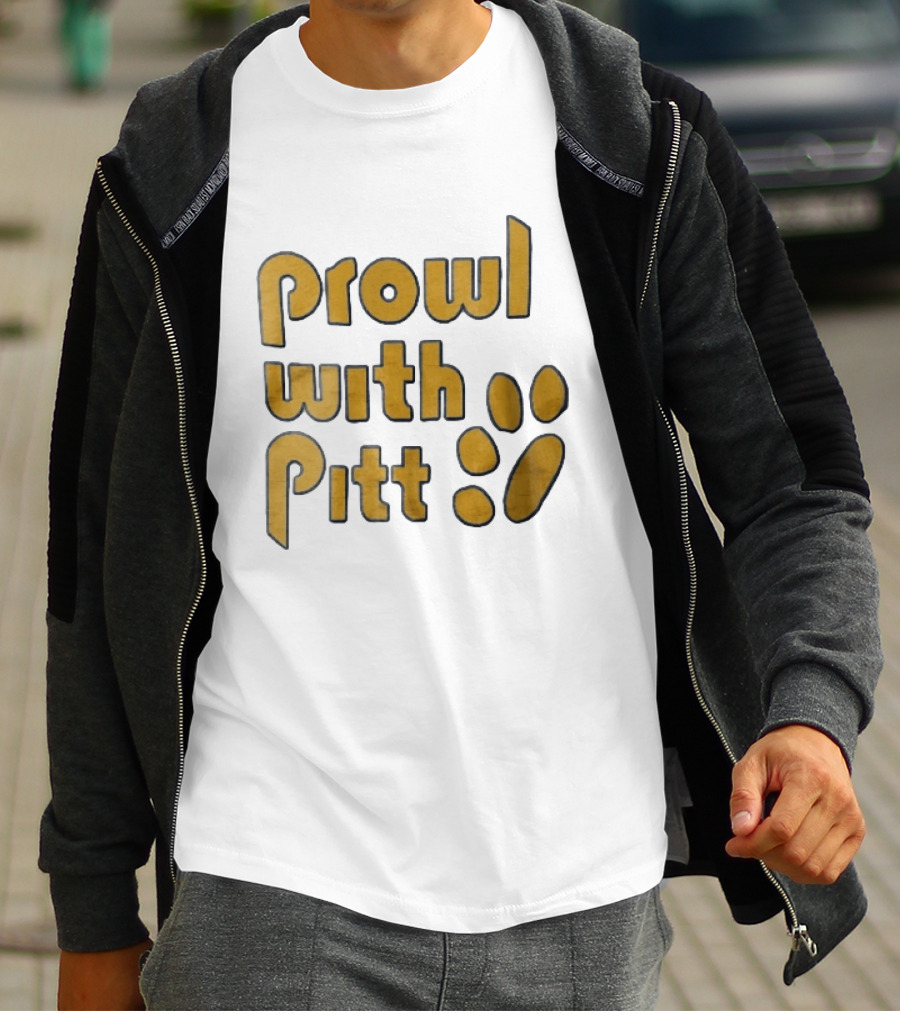 Pitt Panthers Prowl With Pitt Textured Gold Paw T-Shirt