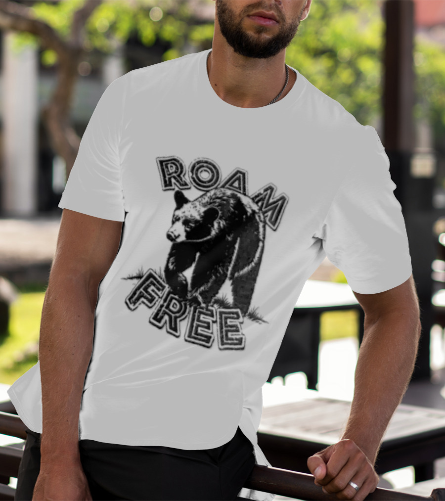 Roam Free Black Bear Distressed Walking Grass T-Shirt
