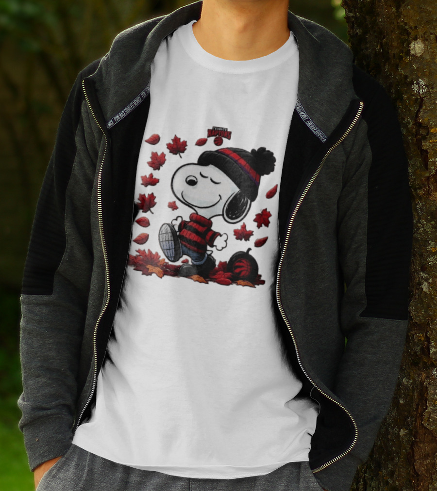 Toronto Raptors Snoopy Autumn Maple Leaves Pumpkin Walking T-Shirt