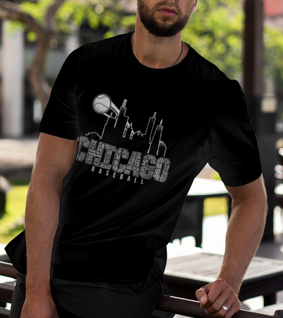 Chicago Skyline Baseball Windy City Searchlight T-Shirt