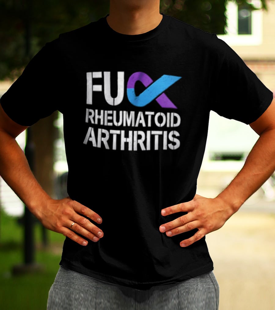 Fuck Rheumatoid Arthritis Purple Blue Awareness Ribbon T-Shirt