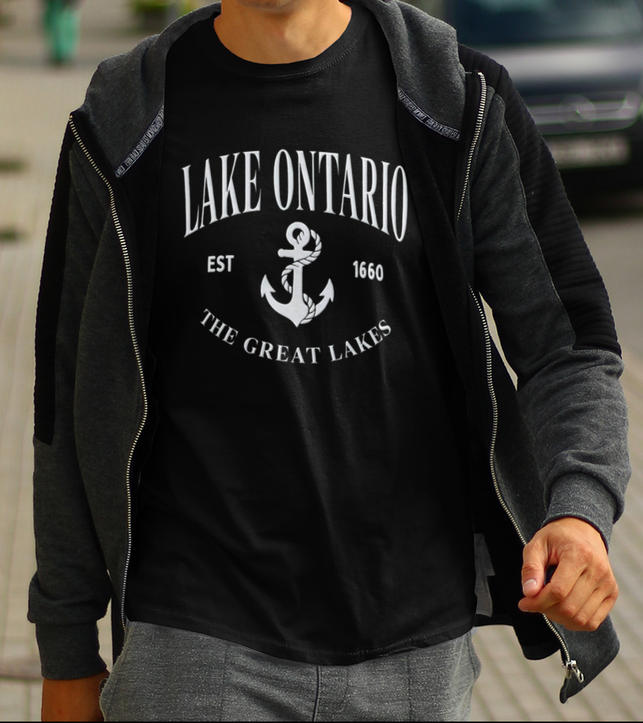 Lake Ontario The Great Lakes Est 1660 Anchor T-Shirt