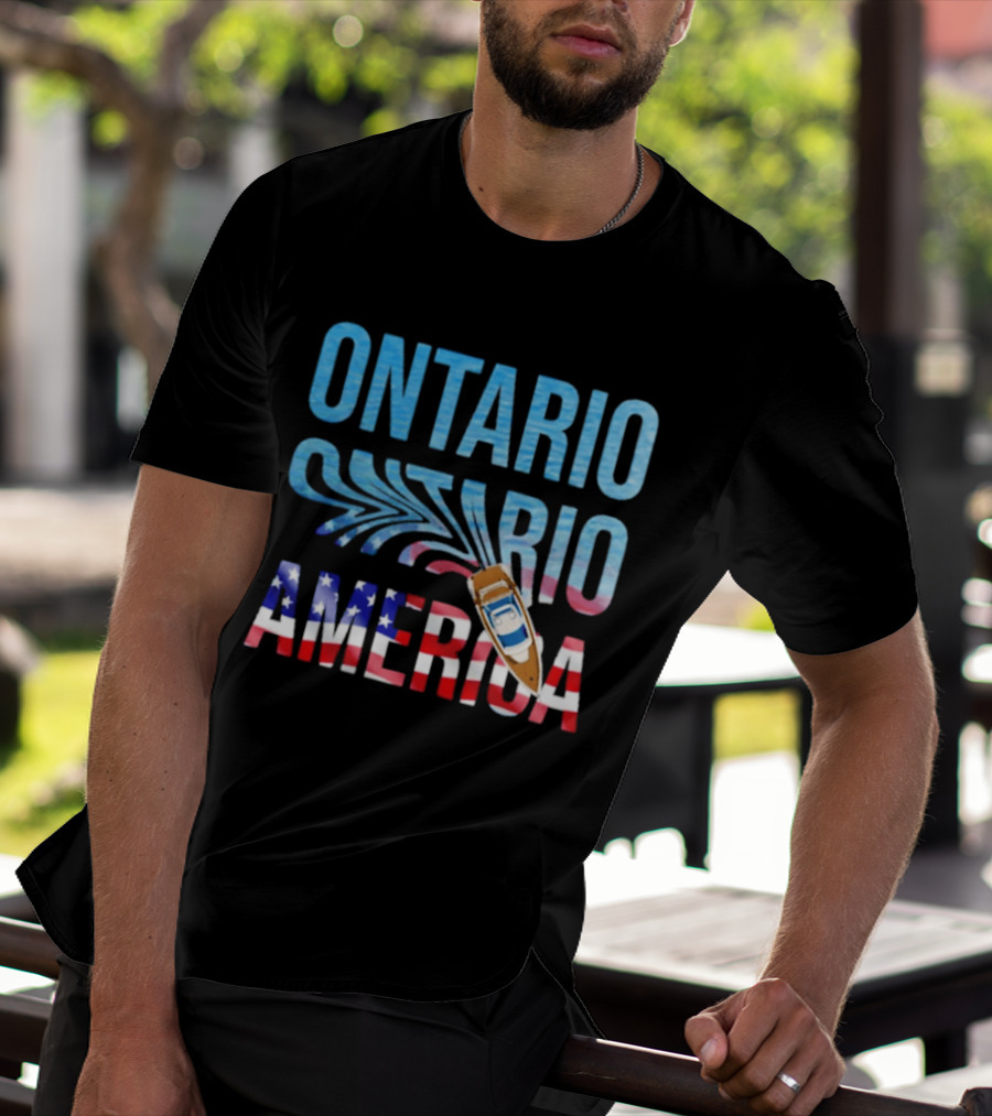 Lake Ontario To America Boat Journey With American Flag T-Shirt