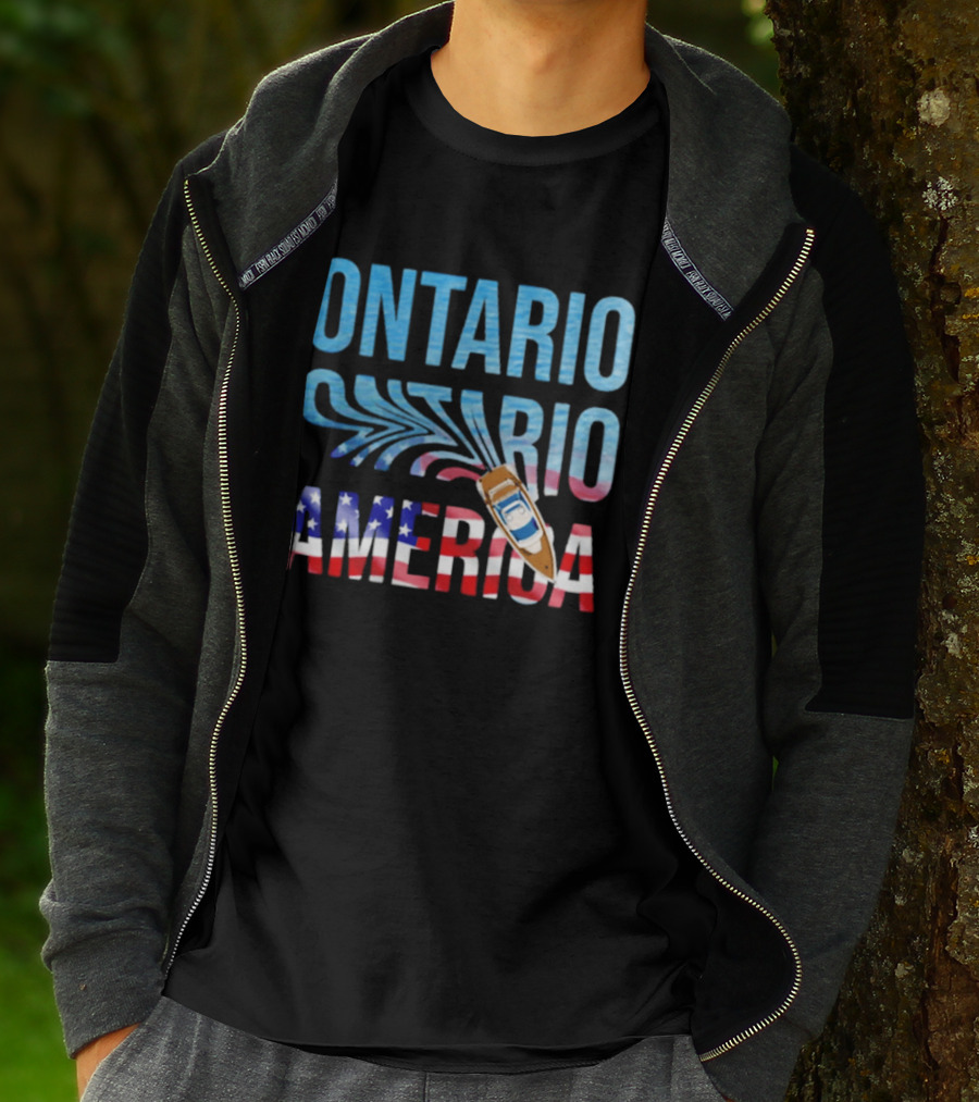 Lake Ontario To America Boat Journey With American Flag T-Shirt
