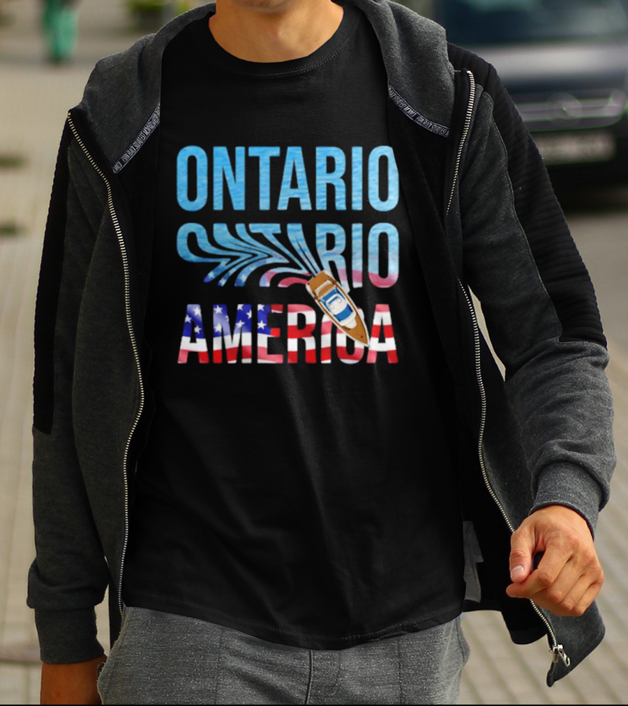 Lake Ontario To America Boat Journey With American Flag T-Shirt