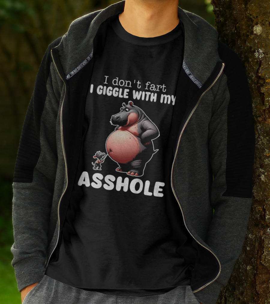 I Don't Fart I Giggle With My Asshole Hippo And Mouse Humorous T-Shirt