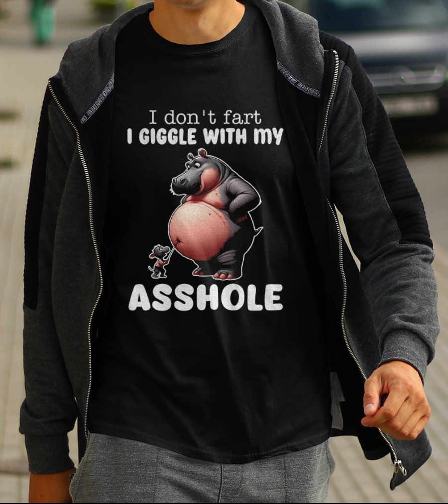 I Don't Fart I Giggle With My Asshole Hippo And Mouse Humorous T-Shirt