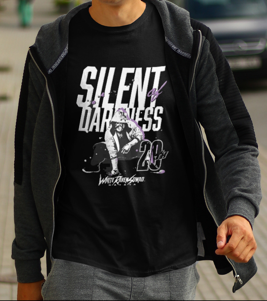 Silent Of Darkness White Raven 20th Masked Hooded Wrestler Halftone T-Shirt