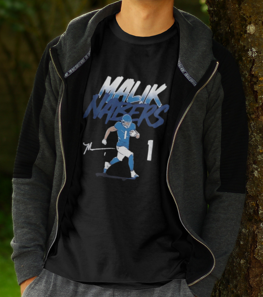 Malik Nabers Blue Jersey Number 1 Football Player T-Shirt