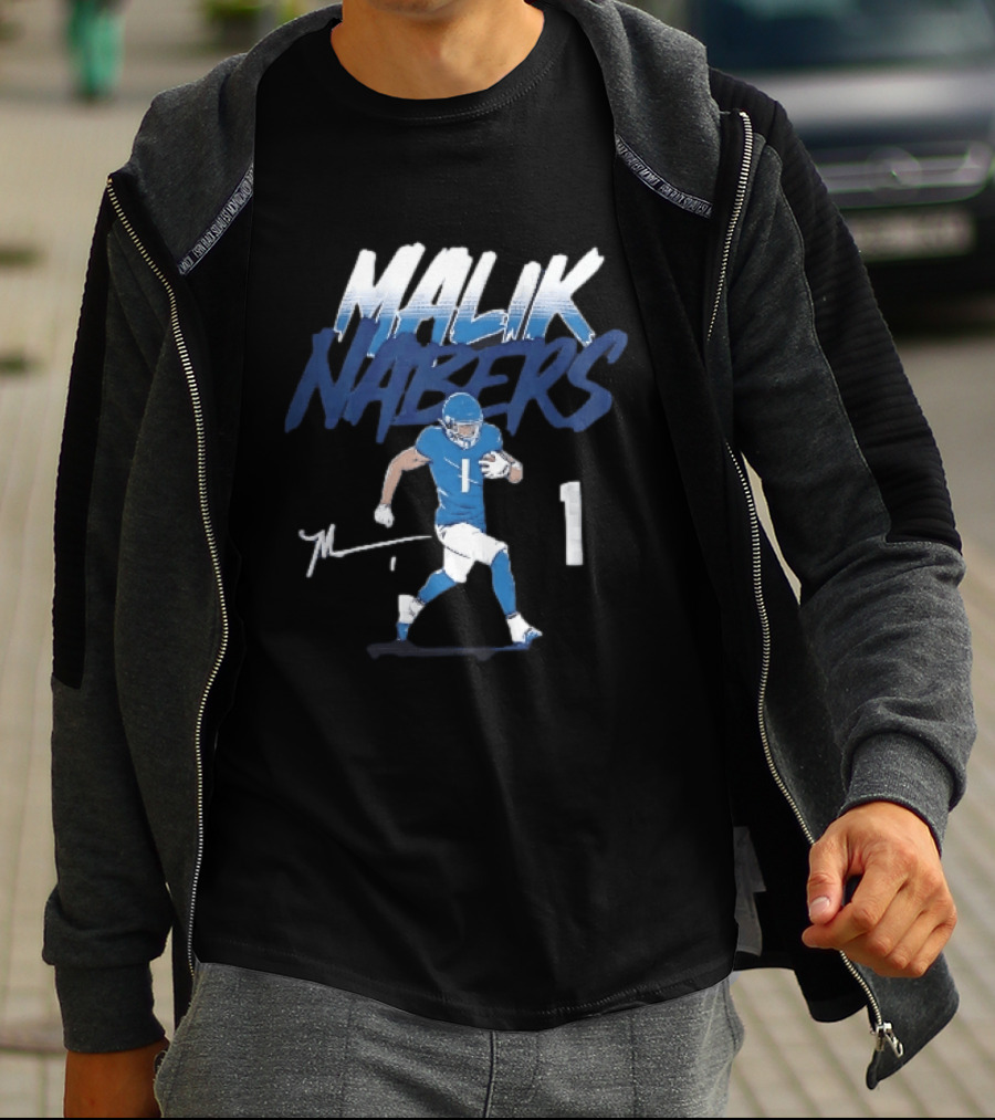 Malik Nabers Blue Jersey Number 1 Football Player T-Shirt