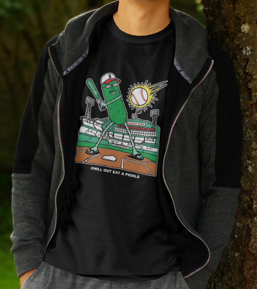 Grillo's Pickles Fenway Park Baseball Chill Out Eat A Pickle T-Shirt