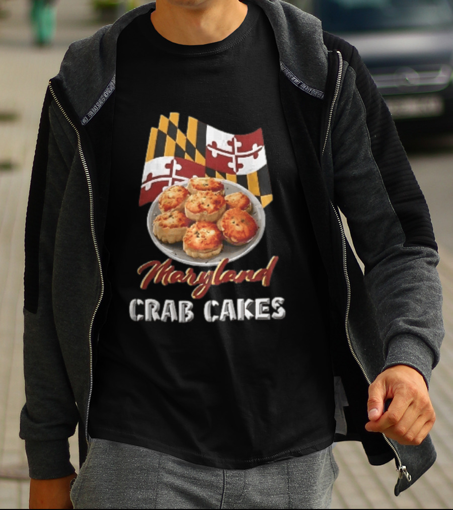 Maryland Crab Cakes Plate With State Flag T-Shirt