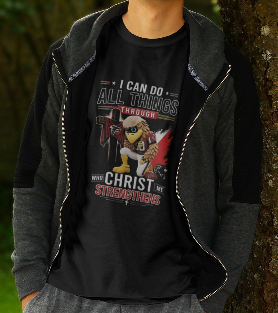 I CAN DO ALL Things Through Christ WHO Strengthens ME Atlanta Falcons Freddie Kneeling Cross Football T-Shirt