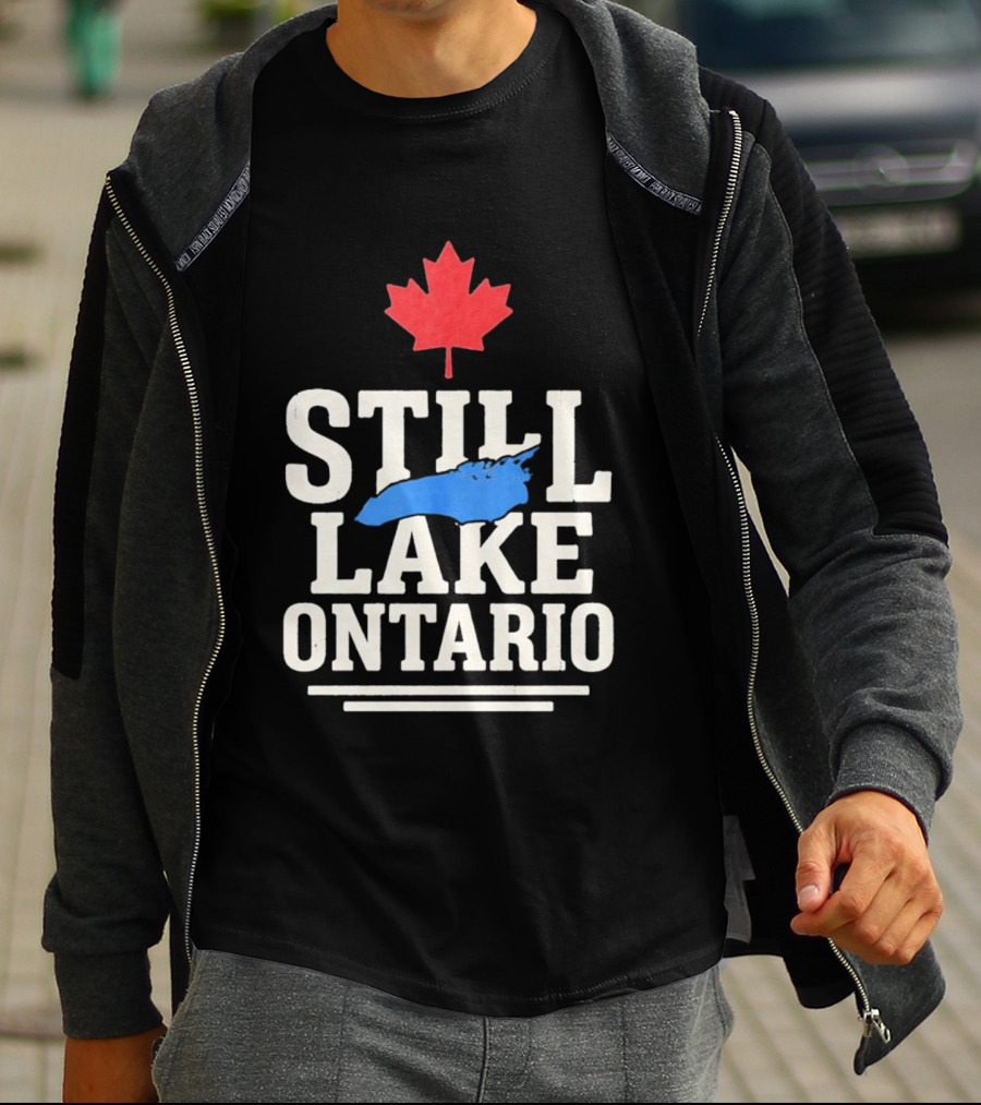 Still Lake Ontario Canada Map 2026 Red Maple Leaf T-Shirt