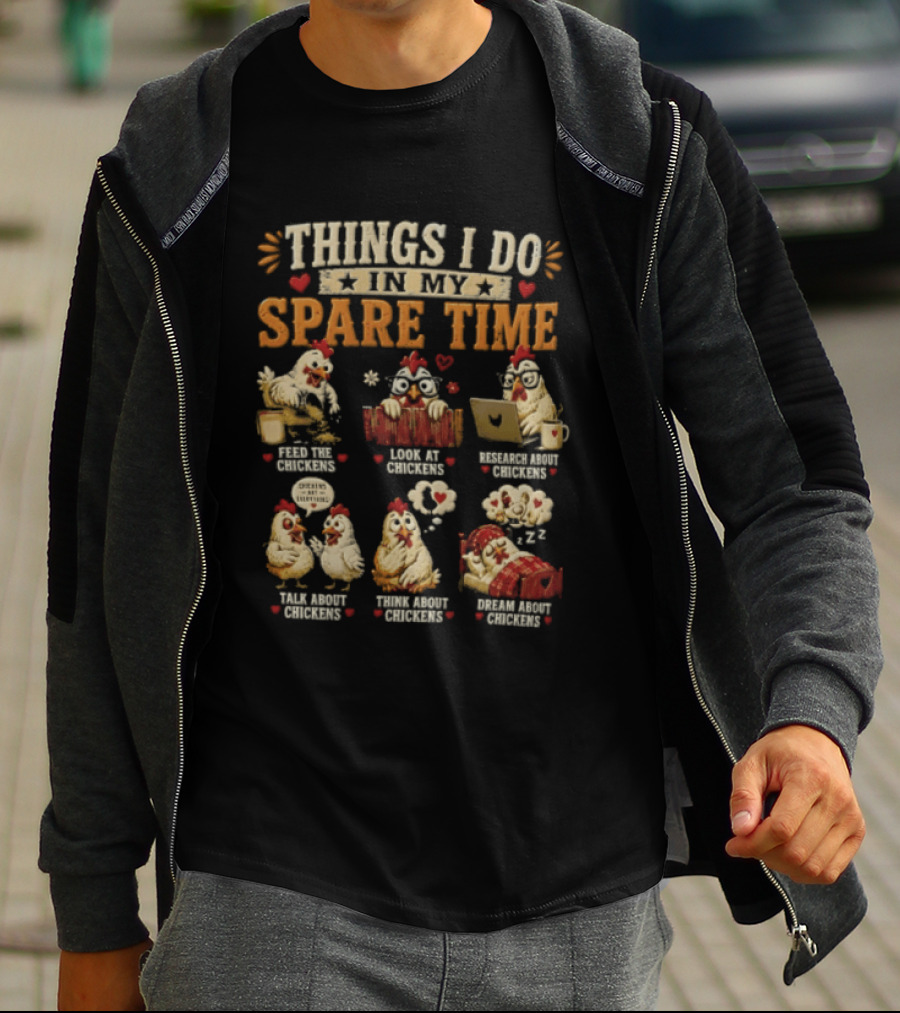 Things I Do In My Spare Time Chicken Yoga Internet Shopping Video Games Eat Sleep T-Shirt