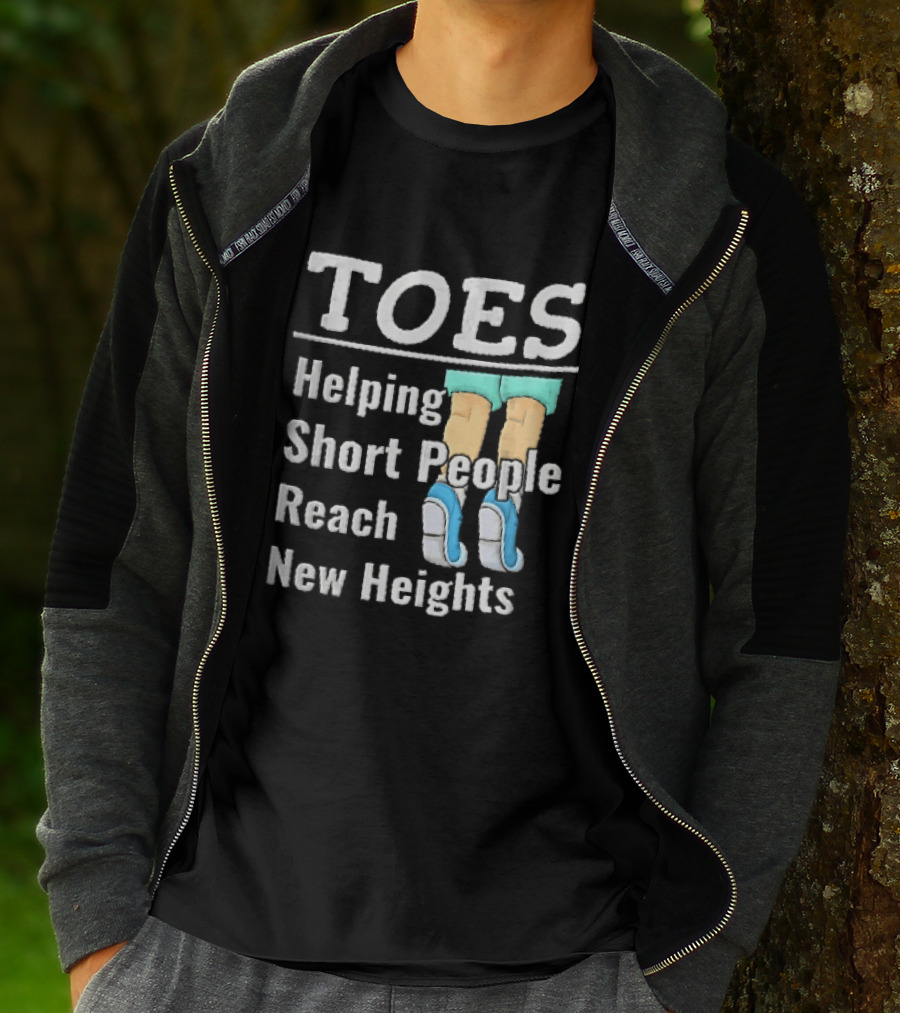 Toes Helping Short People Reach New Heights Tiptoe Cartoon Legs Blue Shoes T-Shirt