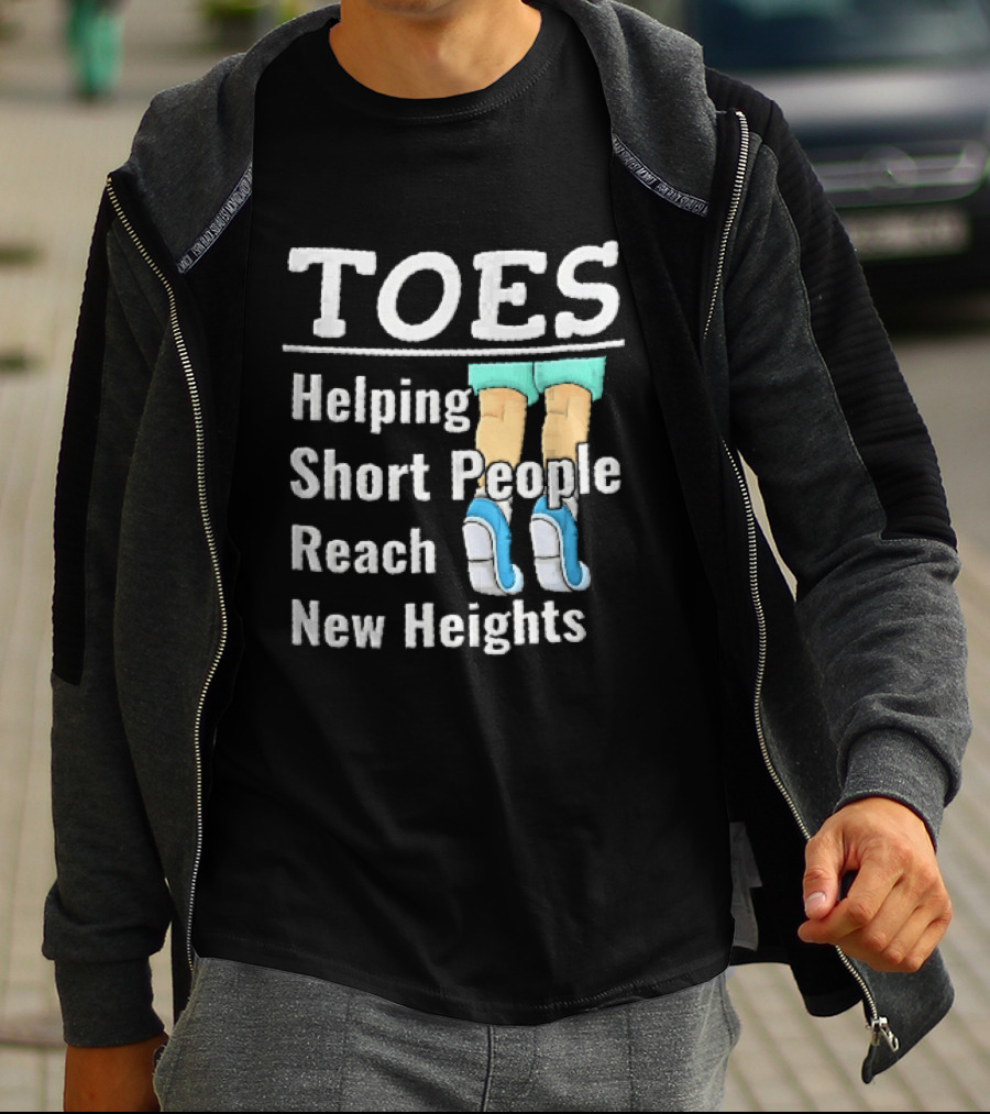 Toes Helping Short People Reach New Heights Tiptoe Cartoon Legs Blue Shoes T-Shirt