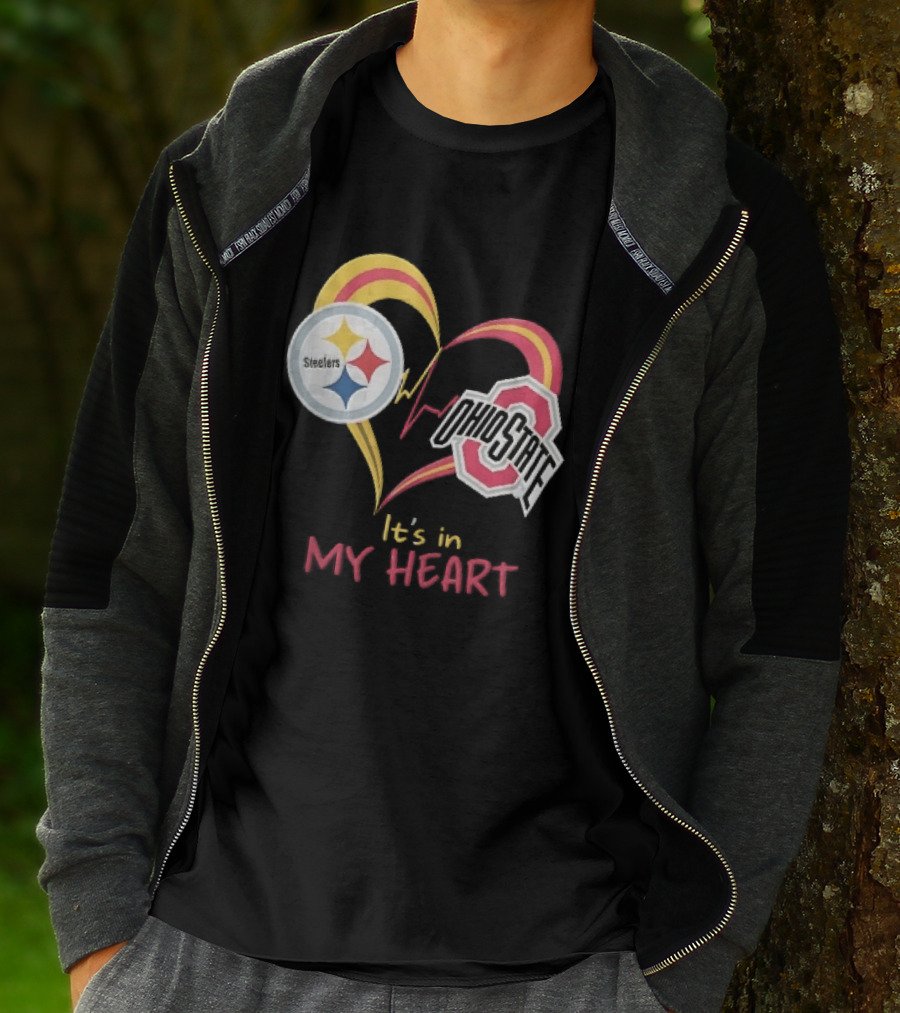 Pittsburgh Steelers Ohio State Buckeyes It's In My Heart EKG Pulse Line T-Shirt