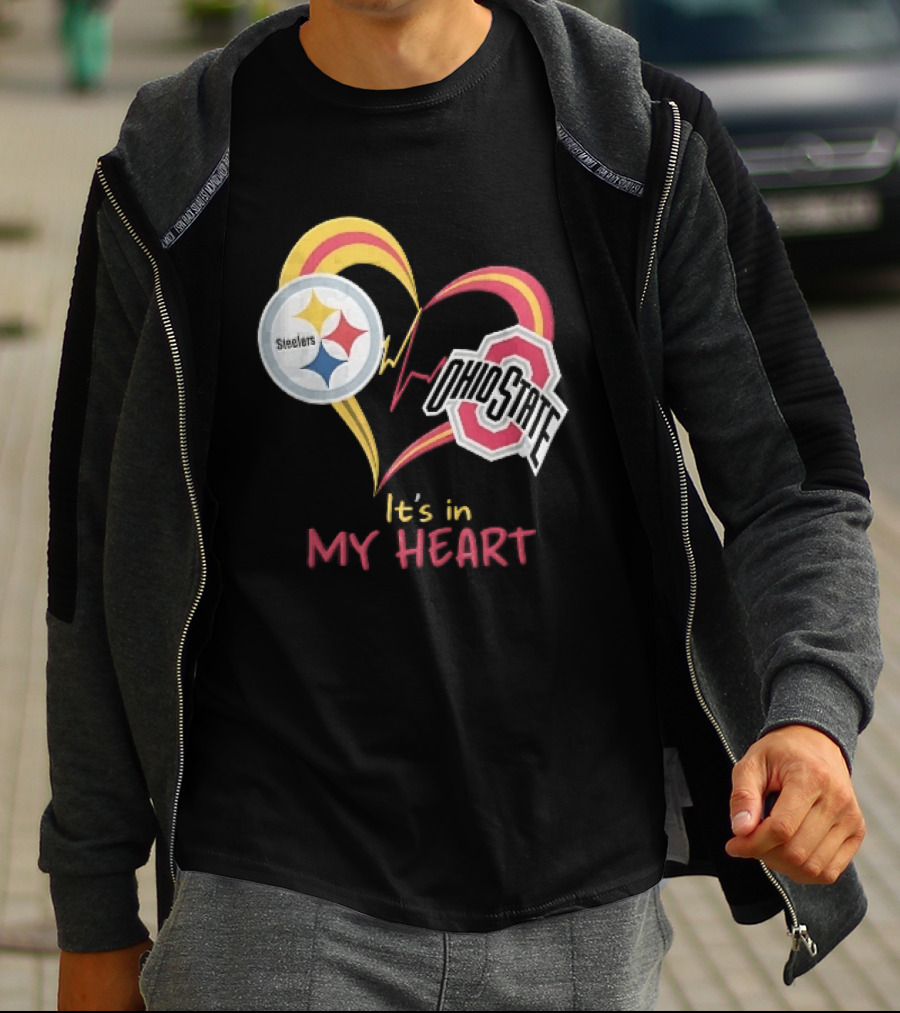 Pittsburgh Steelers Ohio State Buckeyes It's In My Heart EKG Pulse Line T-Shirt