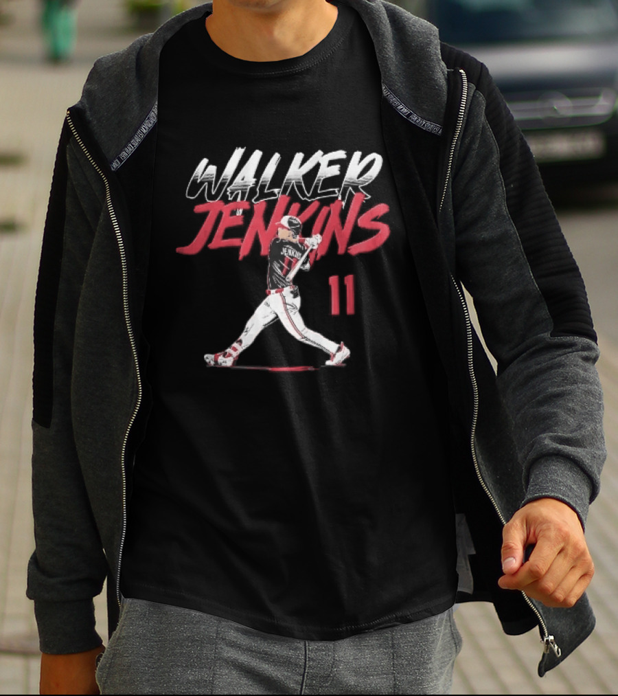 Walker Jenkins 11 Minnesota Twins MLB Baseball Batter Swinging Bat Brush T-Shirt
