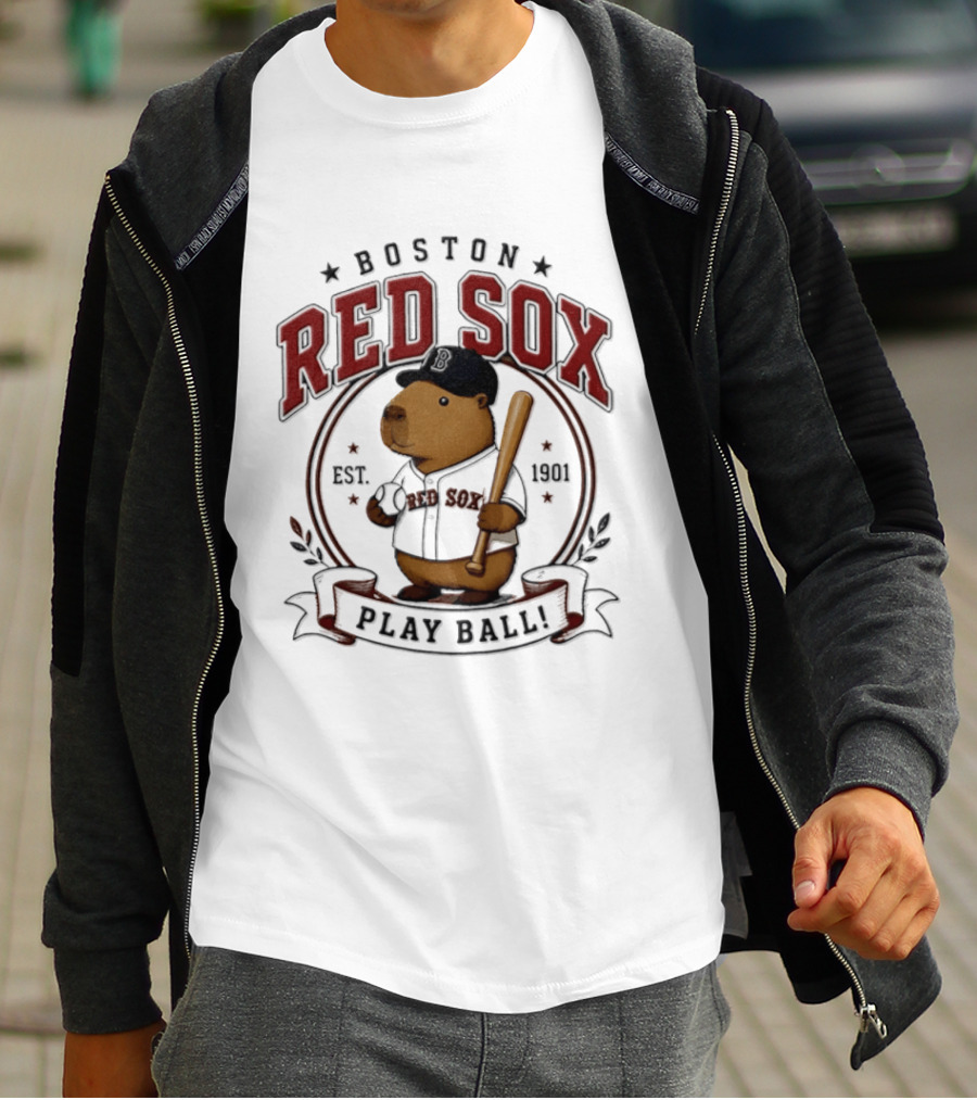Boston Red Sox Capybara Play Ball Est 1901 Baseball MLB T-Shirt