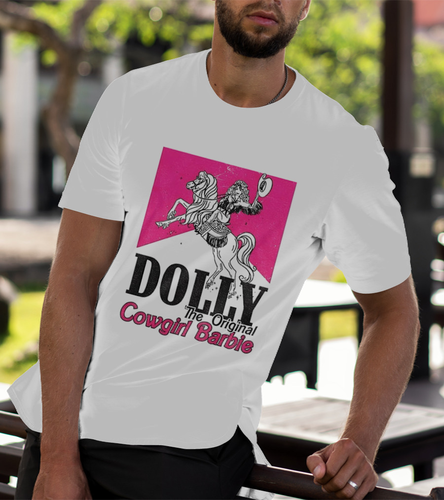 Dolly The Original Cowgirl Barbie Pink Riding Horse T-Shirt