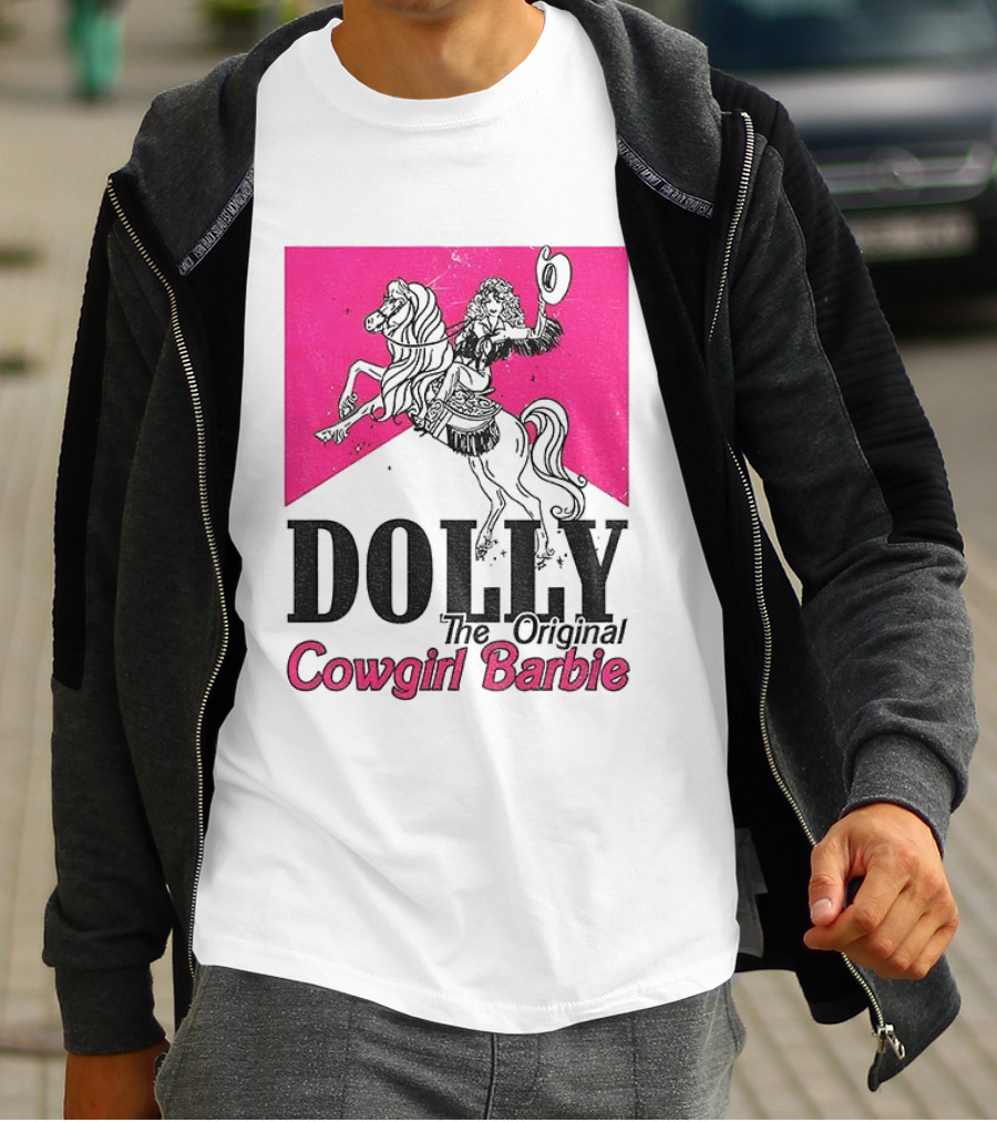 Dolly The Original Cowgirl Barbie Pink Riding Horse T-Shirt