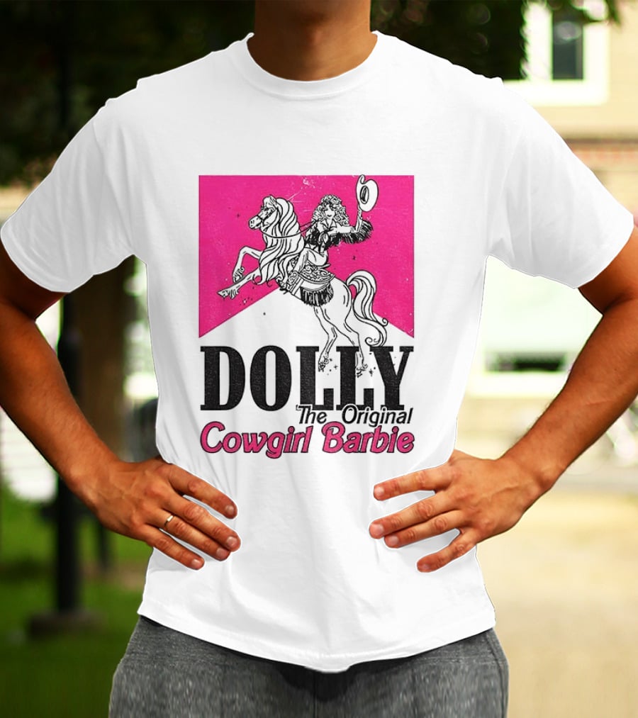Dolly The Original Cowgirl Barbie Pink Riding Horse T-Shirt