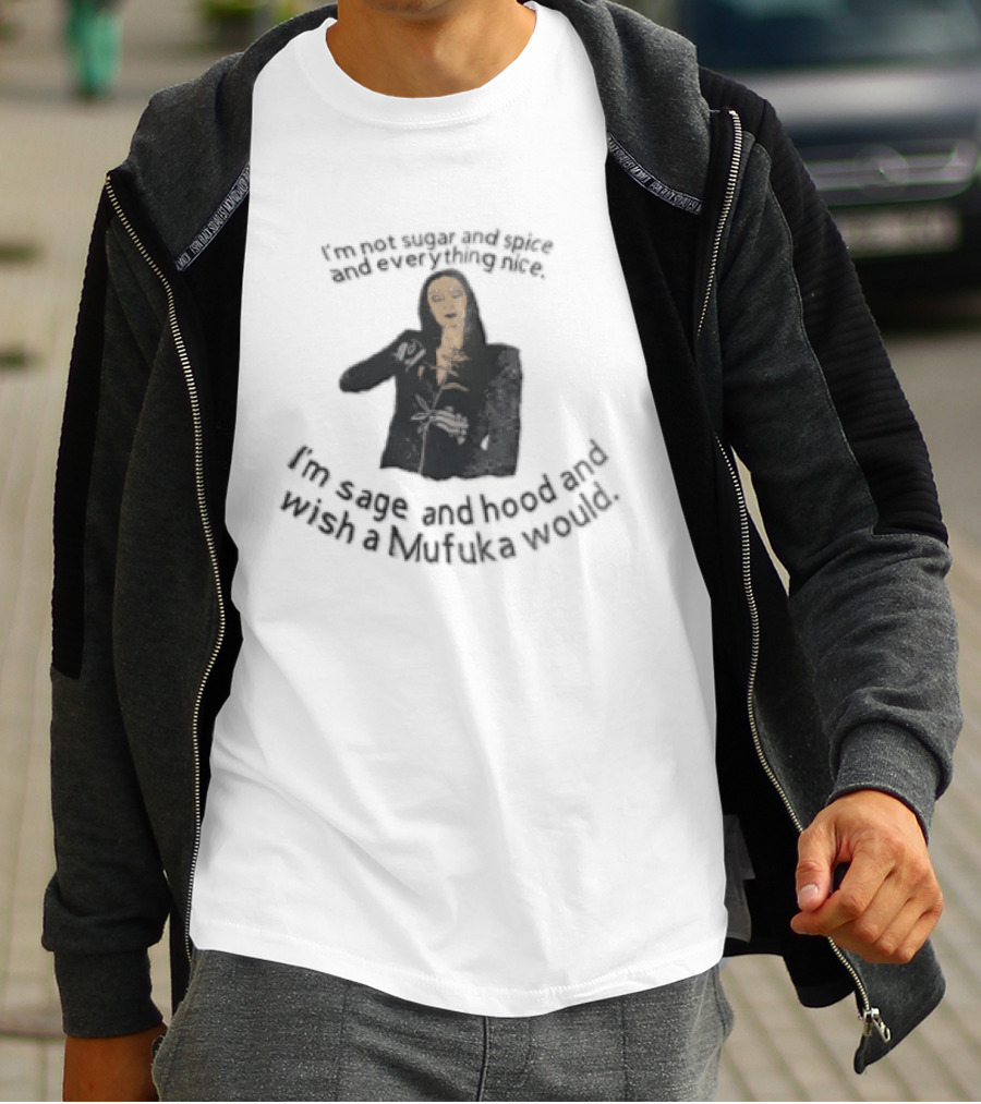 Im Not Sugar And Spice Everything Nice Wish A Mufuka Would Morticia Addams Cutting Rose Stem Line T-Shirt