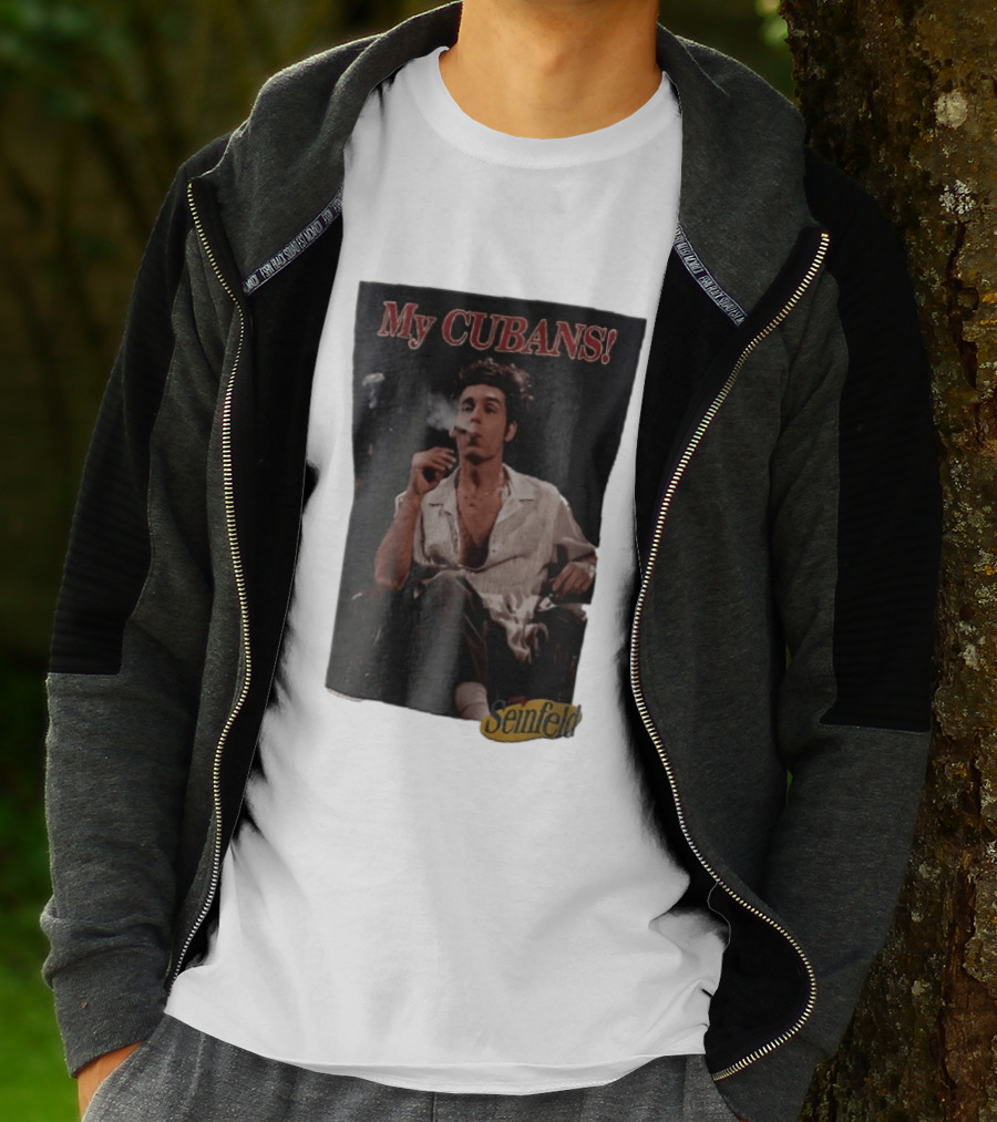 Seinfeld My Cubans Cosmo Kramer Smoking Cigar In Leather Chair T-Shirt