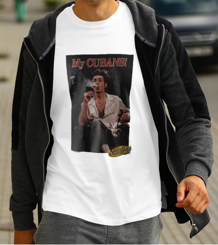 Seinfeld My Cubans Cosmo Kramer Smoking Cigar In Leather Chair T-Shirt