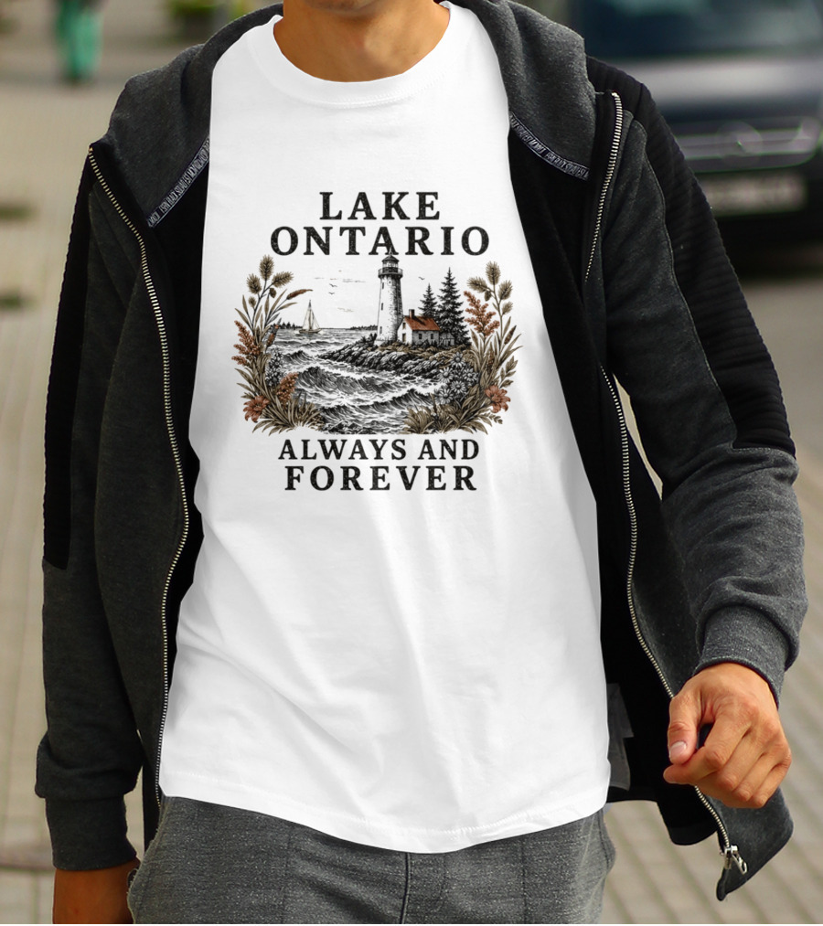 Lake Ontario Always And Forever 2026 Lighthouse Scenery Sailboat T-Shirt