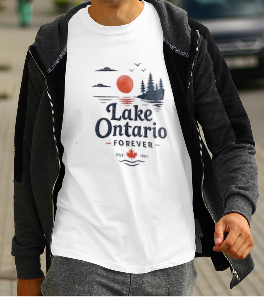 Lake Ontario Forever Est 1615 Sunset Pines Water Landscape T-Shirt