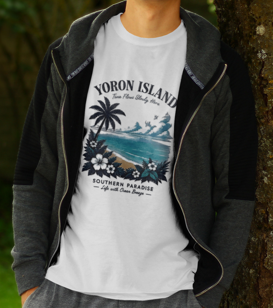 Yoron Island Southern Paradise Ocean Breeze Palm Tree Beach Hibiscus T-Shirt