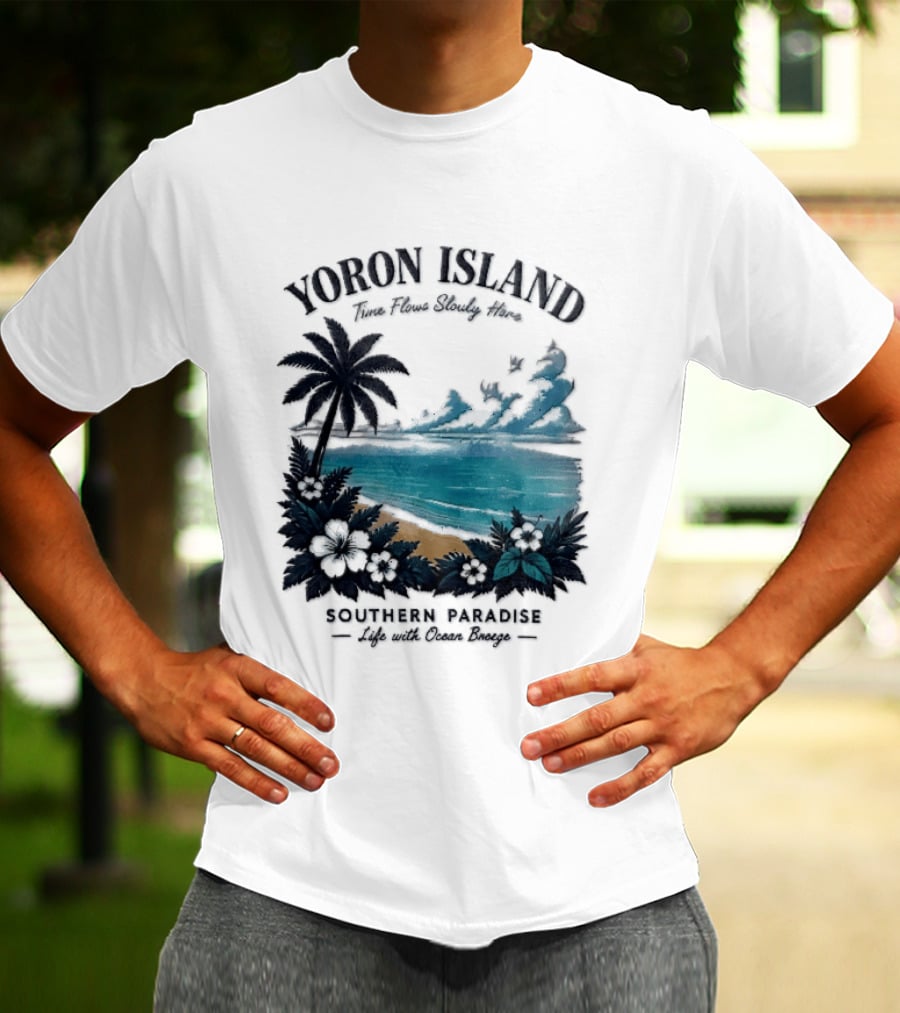 Yoron Island Southern Paradise Ocean Breeze Palm Tree Beach Hibiscus T-Shirt