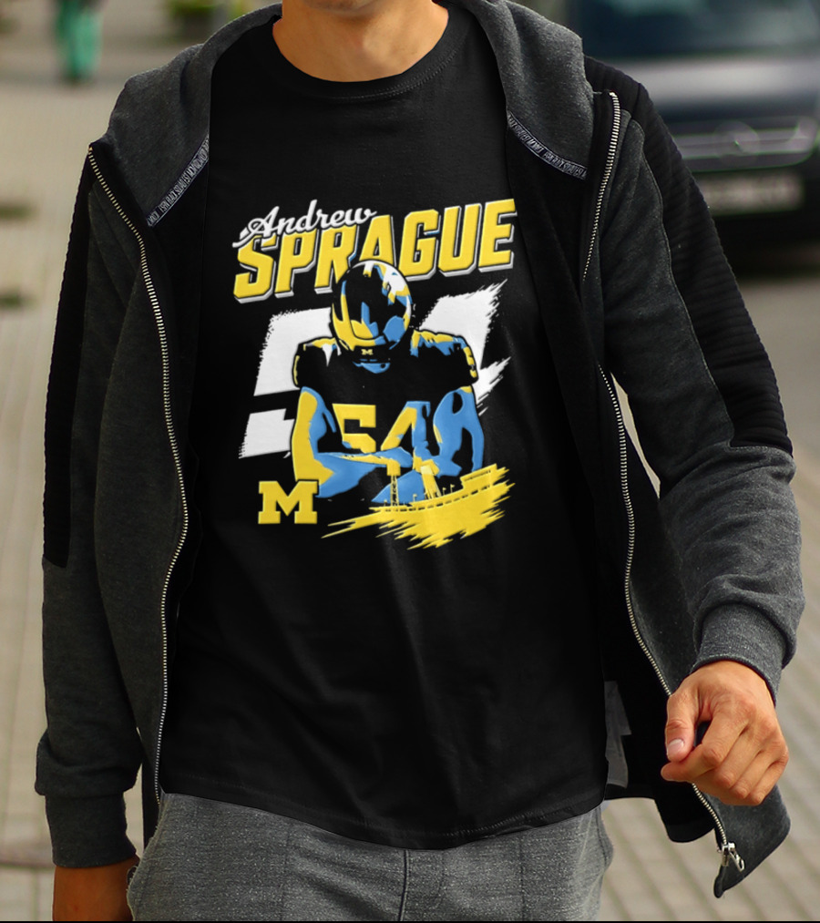 Andrew Sprague No 54 Michigan Wolverines Football M Helmet T-Shirt