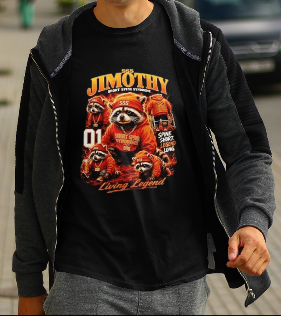Jimothy Short Spine Syndrome Living Legend Built Different SSS Apparel Raccoon 01 T-Shirt