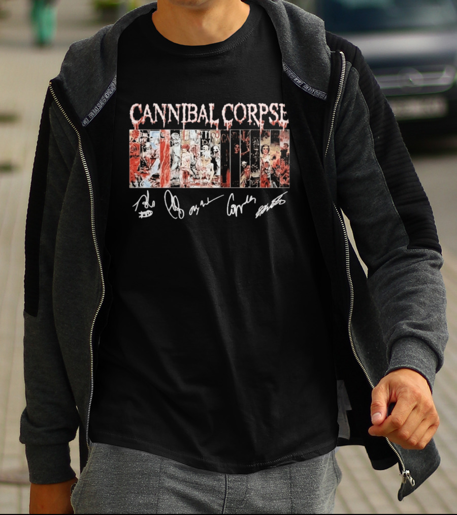 Cannibal Corpse Album Collage With Band Member Signatures T-Shirt